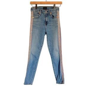 Citizens Of Humanity Rocket Crop High Rise Skinny with Embroidery Stripe Size 24